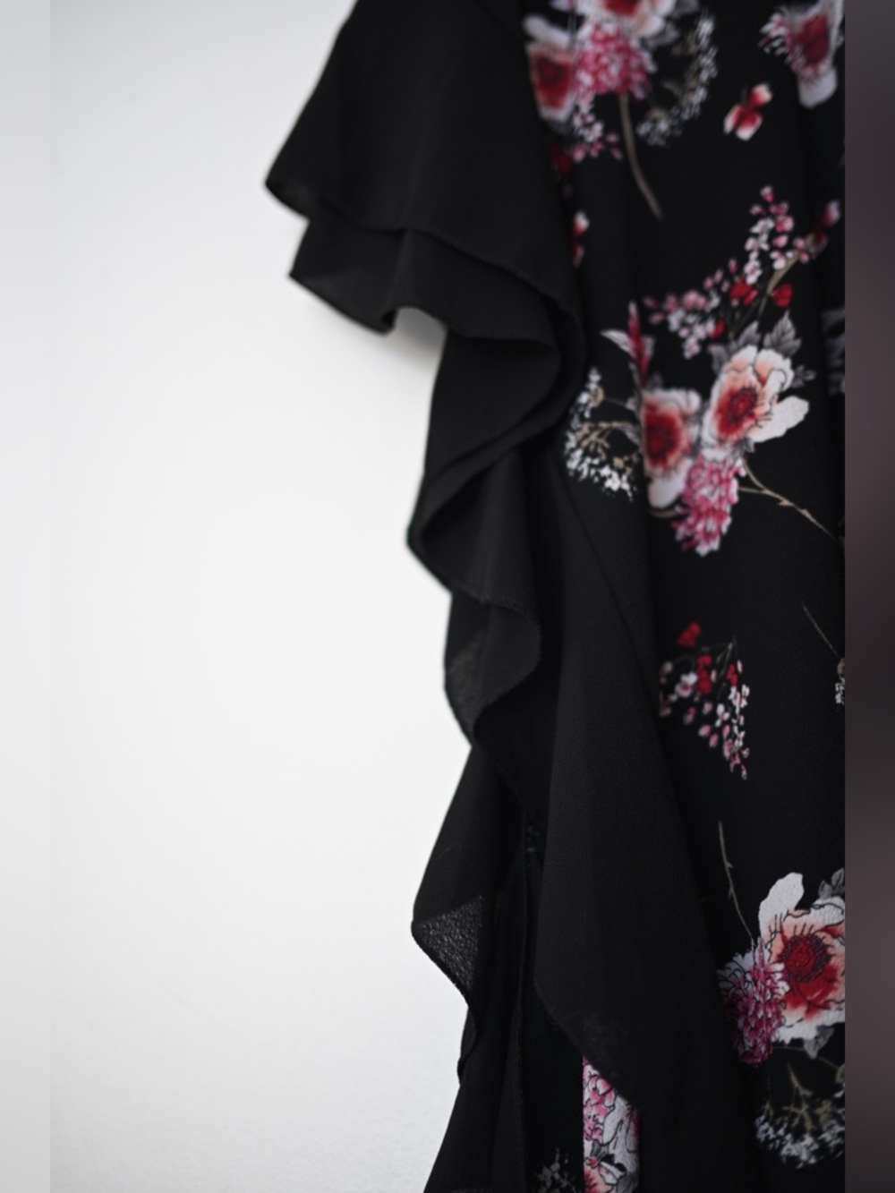 Black Floral Ruffle Kimono Jack & Missy - OS Whimsigoth Fairycore Emo - Picture 5 of 9